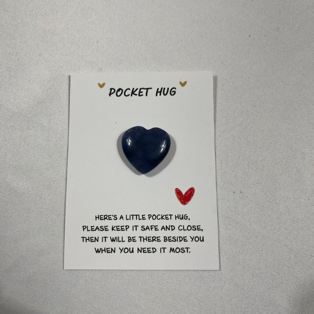 Pocket Hug Stone 1" Blue Heart Keepsake Card Token